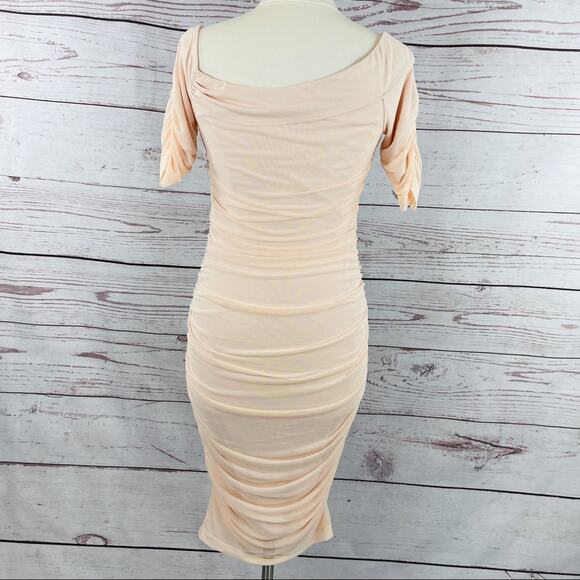 Venus pink peach ruched asymmetrical neckline - Picture 8 of 12